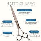 Haito Classic scissors with features highlighted on a white background
