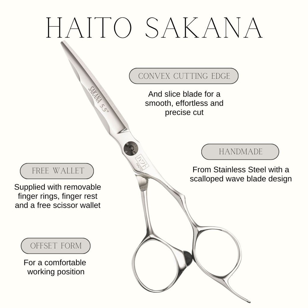 Hair cutting scissors with features highlighted on a white background