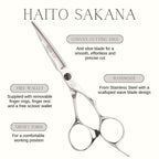 Hair cutting scissors with features highlighted on a white background