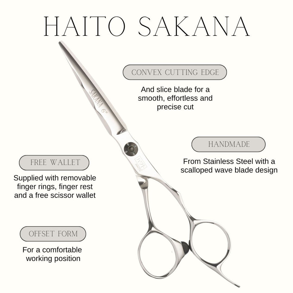 Hair cutting scissors with features highlighted on a white background