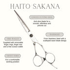 Hair cutting scissors with features highlighted on a white background