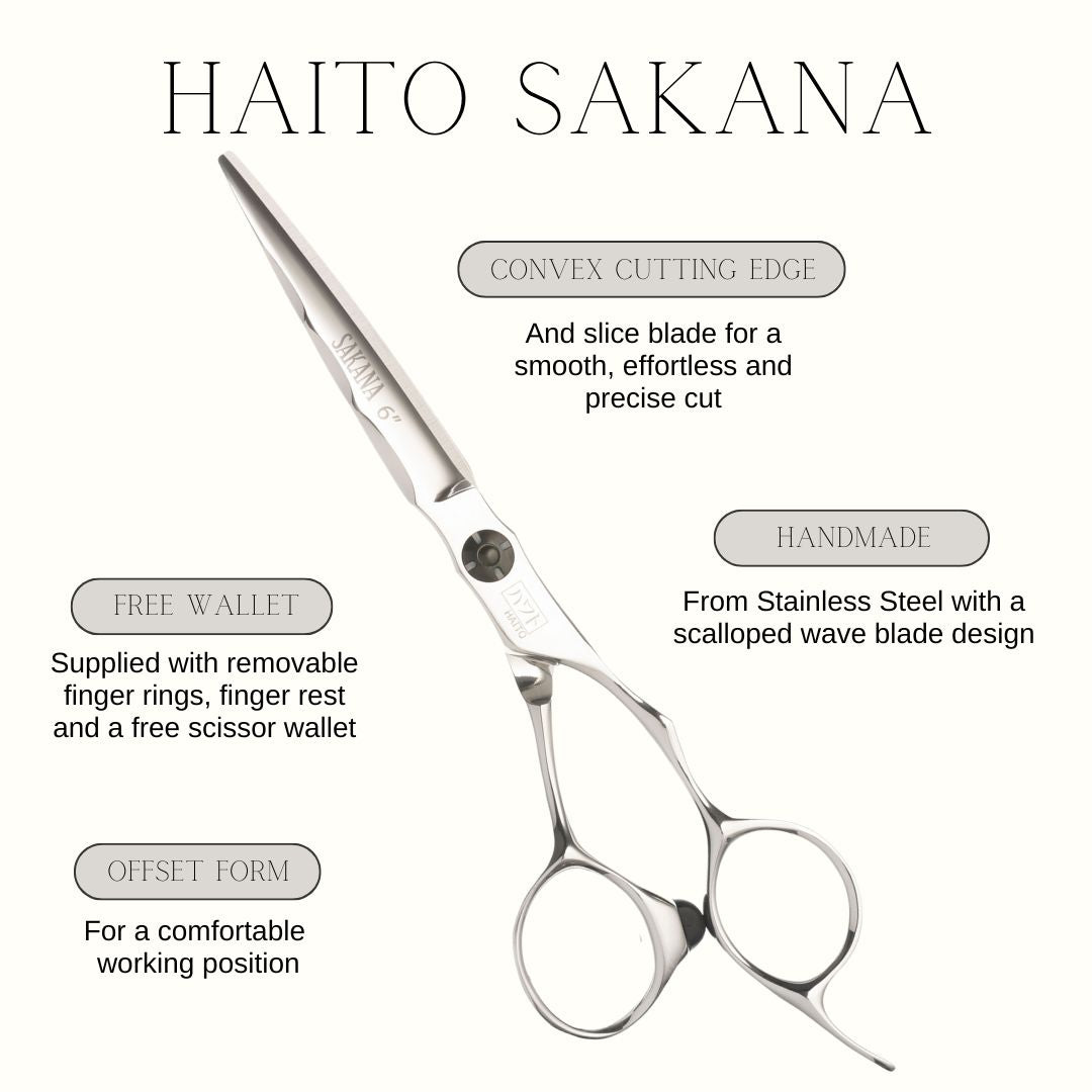 Hair cutting scissors with features highlighted on a white background