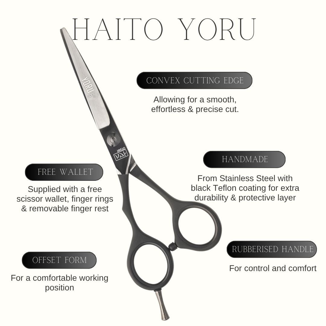 Hair cutting scissors with features highlighted on a white background